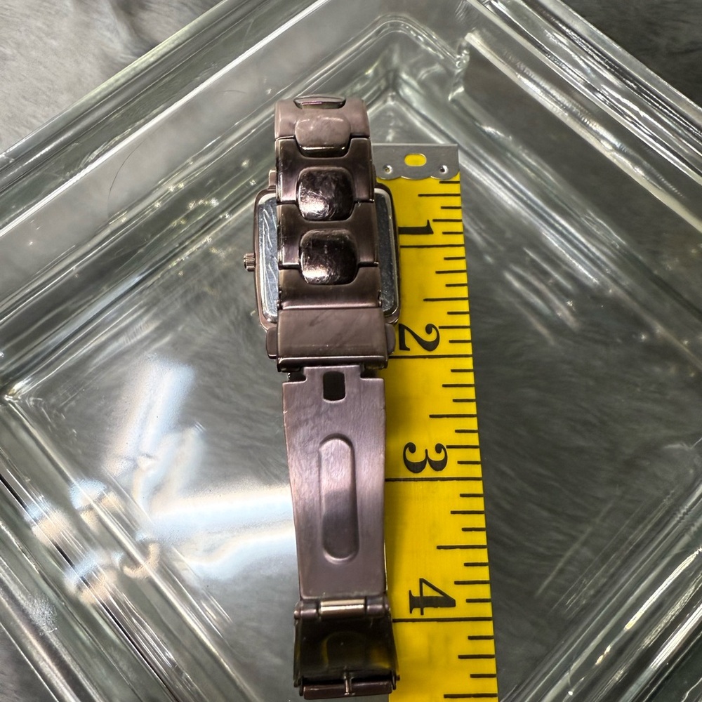 KENNETH COLE Rectangular Silver Watch with Brown Strap - Picture 4 of 7